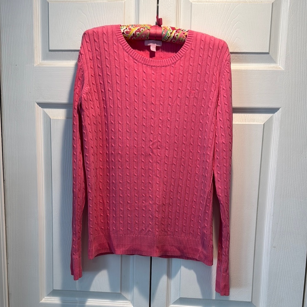 EUC Lilly Pulitzer Pink Cable Knit Sweater L
